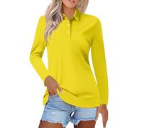 Womens Long Sleeve Polo Shirts Multi-Colours Work Wear Tops Lady-Fit Classic Solid Cotton Pique Golf Shirts UPF 50+ Sun Protection T-Shirt Quick Dry Moisture Wicking Casual Golf Tennis Sport T-Shirts