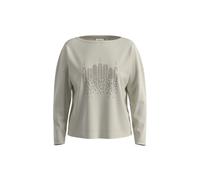 Women's Long Sleeve Printed Front Boat Neck T-shirt COMMA Beige 46