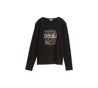 Women's Long Sleeve Printed Front T-shirt Tom Tailor Noir XS