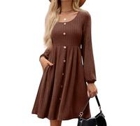 Womens Long Sleeve Ribbed Knit Short Dresses 2025 Autumn Winter Scoop Neck Casual Swing A Line Jumper Dress UK,60S Dress Navy Maxi Long Evening Dresses for Women UK Short Sleeve Summer,u757k