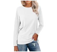 Women's long sleeve round neck t-shirt, sports top, round neck, large size, solid colour, casual, chic tunic, elegant, loose pullover for outdoor and everyday use