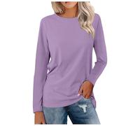 Women's long sleeve round neck t-shirt, sports top, round neck, large size, solid colour, casual, chic tunic, elegant, loose pullover for outdoor and everyday use