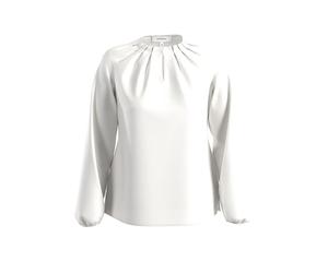 Women's Long Sleeve Satin Cotton Blouse with Ruched Details COMMA Blanc 44