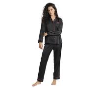 Women's long sleeve satin open pyjama Barbie Vintage Noir L