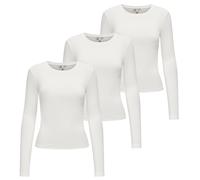 Women's Long Sleeve Shirt 3er Pack - Onlriley o-Neck Top,Long Sleeve, Crew Neck