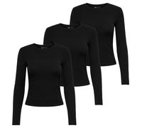 Women's Long Sleeve Shirt 3er Pack - Onlriley o-Neck Top,Long Sleeve, Crew Neck