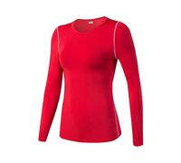Women's Long Sleeve Soft Shirt Compression Thermal Base Layer Top Red S