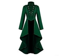 Women's Long Sleeve Steampunk Coat with Vintage Appeal and Gothic Structural Elements for All Seasons (XL Green)