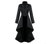 Women's Long Sleeve Steampunk Coat with Vintage Appeal and Gothic Structural Elements for All Seasons (XL Black)