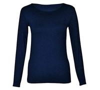 Womens Long Sleeve Stretch Plain Round Scoop Neck T Shirt Top Stretchy Casual Wear Top