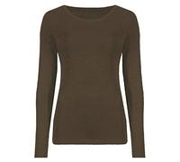 Womens Long Sleeve Stretch Plain Round Scoop Neck T Shirt Top Stretchy Casual Wear Top