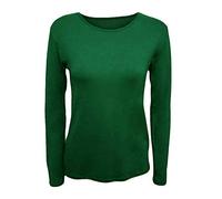 Womens Long Sleeve Stretch Plain Round Scoop Neck T Shirt Top Stretchy Casual Wear Top