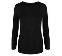 Womens Long Sleeve Stretch Plain Round Scoop Neck T Shirt Top Stretchy Casual Wear Top