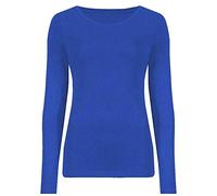 Womens Long Sleeve Stretch Plain Round Scoop Neck T Shirt Top Stretchy Casual Wear Top