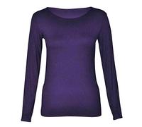 Womens Long Sleeve Stretch Plain Round Scoop Neck T Shirt Top Stretchy Casual Wear Top