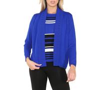 Womens Long Sleeve Striped Jumper Open Front Cardigan 2 in 1 Set Winter Fashion Twin Set (Royal Blue UK 8-10)