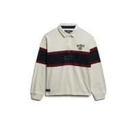 Women's long-sleeve striped polo Superdry Heritage Blanc S