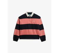 Women's long-sleeve striped polo Superdry Heritage Bleu XS