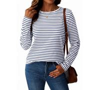 Women's Long Sleeve Striped T-Shirt Tee Shirt Tops Slim Fit Blouses | Crewneck Basic Tops, Regular Fit, Casual Wear, Lightweight Fabric, Pirate Style for Going Out, Nautical Outfits