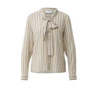 Women's Long Sleeve Striped Viscose Blouse with Tie Collar COMMA Beige 38