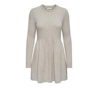 ONLY Women's Long Sleeve Knit Dress Round Neck Flat Knit Regular Fit Versatile, Colours:Beige, Size:L