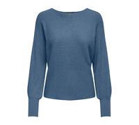 ONLY Women's Onladaline L/S Short Pullover KNT Noos Knitted Jumper with Boat Neck, Coronet Blue W. Melange, XS
