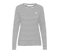 Kaffe Women's Long Sleeved T-Shirt Striped Blouse with Round Neck, Cream, M