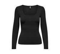ONLY Women's Onlea L/S Deep Neck Top JRS Longsleeve T-Shirt, Black, XL