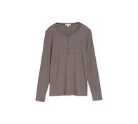 Women's long sleeve T-shirt Tom Tailor Henley Marron M