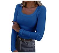 Women's Long Sleeve T-Shirt U-Neck Tunic Large Size Slim Fit Top Sexy Solid Color Basic Top Casual Chic Pullover Stretchy Shirt For Outdoors Daily Wear