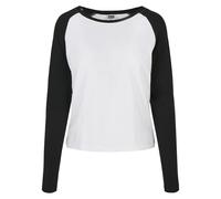 Urban Classics Women's Ladies Contrast Raglan Longsleeve T-Shirt, White/Black, 4XL