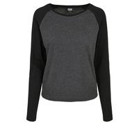 Urban Classics Ladies Contrast Raglan Longsleeve Long-sleeved Top charcoal black 5XL