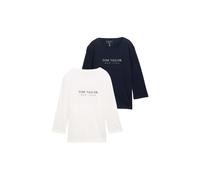 Women's Long Sleeve T-Shirt with Embroidered Logo Tom Tailor (x2) Bleu M