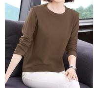 Women's Long Sleeve T-Shirts Round Neck Solid Color Slim fits Base Layer Undershirt Casual Daily Wear, Top, For Four Seasons(L Coffee)