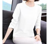 Women's Long Sleeve T-Shirts Round Neck Solid Color Slim fits Base Layer Undershirt Casual Daily Wear, Top, For Four Seasons(XL White)