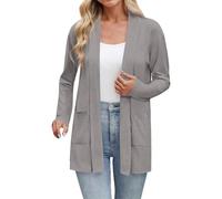 Womens Long Sleeve Thin Summer Cardigans Open Front Fall Winter Fashion Cardigan with Pockets Lightweight Solid Color Sweaters for Women UK Grey