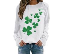 Women's Long Sleeve Tops 2024 St. Patrick's Day Women T Shirt Sweatshirts Crew Neck Going out Outfits St. Patrick's Day Tops and Fancy Dress Green Clover Shamrock Hat Graphic Ireland Shirts