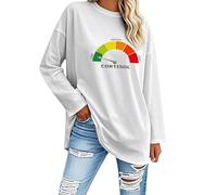 Womens Long Sleeve Tops Loose Crew Neck Shirts Ladies Undershirts with Low Cortisol Print Health Optimum Funny Health Sweatshirt Casual Loose Top Lightweight Comfy Daily Wear