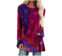 Womens Long Sleeve Tops Size 20-22 UK Womens Solid Color Casual Crew Neck Raglan Dandelion Printing Long Sleeve Tshirts Blouse Top Yoga Workout Gym Tops for Women UK Promotions (240210 A-Hot Pink, XL)
