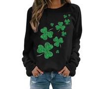 Women's Long Sleeve Tops Size 20 St. Patricks Day Womans Jumper Irish Shamrock Graphic Green Tops Crewneck Pullover Soft Casual T Shirt Blouse Tunic