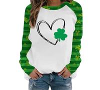 Women's Long Sleeve Tops Size 20 Women's St. Patricks Day Sweatshirts Ladies Shamrock Jumper O Neck Pullover S Sweater Lucky Clover Print Graphic Tees Going out T-Shirt