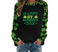Women's Long Sleeve Tops Size 20 Womens Sweatshirt St. Patricks Day Jumper Lightweight Shamrock Printed Green Tops O Neck Pullover Ladies Loose T Shirts