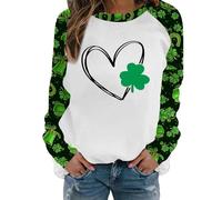 Women's Long Sleeve Tops Size 20 Womens Sweatshirt St. Patricks Day Jumper Lightweight Shamrock Printed Green Tops O Neck Pullover Ladies Loose T Shirts