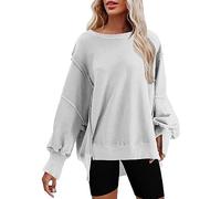 Womens Long Sleeve Tops Today's Deals Oversized Crew Neck Ladies Sweatshirts Casual Loose Soft Touch Womens Autumn Clothes Plus Size Lightweight Womens Plus Size Tops Pullover Tops Sweater Top