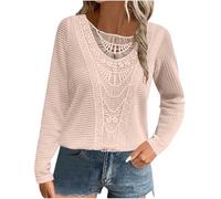 Women's Long Sleeve Tops UK Clearance Elegant Dressy Tunic Tops Waffle Tshirts Plain Loose Casual Sweatshirt for Women UK Crewneck Pullover Tops Lace Blouse Ladies Work Officce Tee Shirts