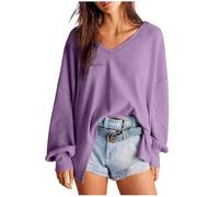 Women's Long Sleeve Tops Waffle Lightweight Soft Casual Ladies V Neck Jumpers Loose Fit Sleeve Jumpers for Women UK Dolman Knitted Pullovers Sweaters Tops Warehouse