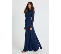 Womens Long Sleeve Twist Detail Open Back Maxi Dress - Navy - 8, Navy