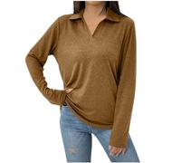 Women's Long Sleeve V-Neck Polo Shirt Sport Large Size Chic Elegant Casual Basic Loose Fit Daily Shirt for Office, Work, Tennis, Golf
