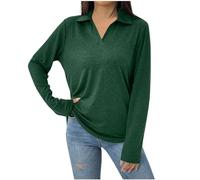Women's Long Sleeve V-Neck Polo Shirt Sport Large Size Chic Elegant Casual Basic Loose Fit Daily Shirt for Office, Work, Tennis, Golf