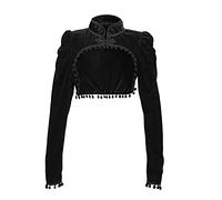 Women's Long Sleeve Velvet Shrug Bolero Cardigan Open Front Cardigans Cropped Shawl Wraps for Wedding Dresses Qipao Black